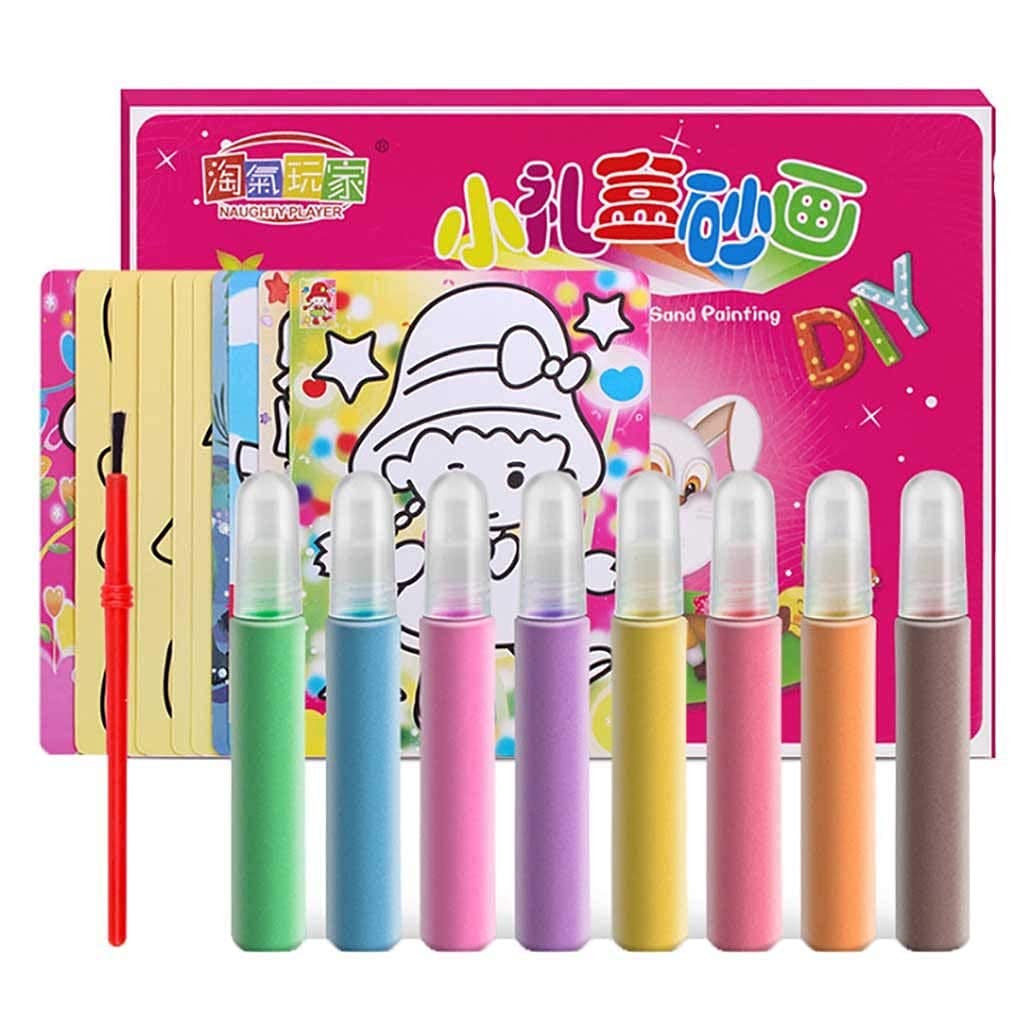 SYOSI 8Pcs/lot Kids DIY Sand Painting Toy Children Drawing Board Sets Bubble Handmade Picture Paper Craft Draw Art DIY Drawing,Wedding Decoration,Vase Glass Sand(Card Random)