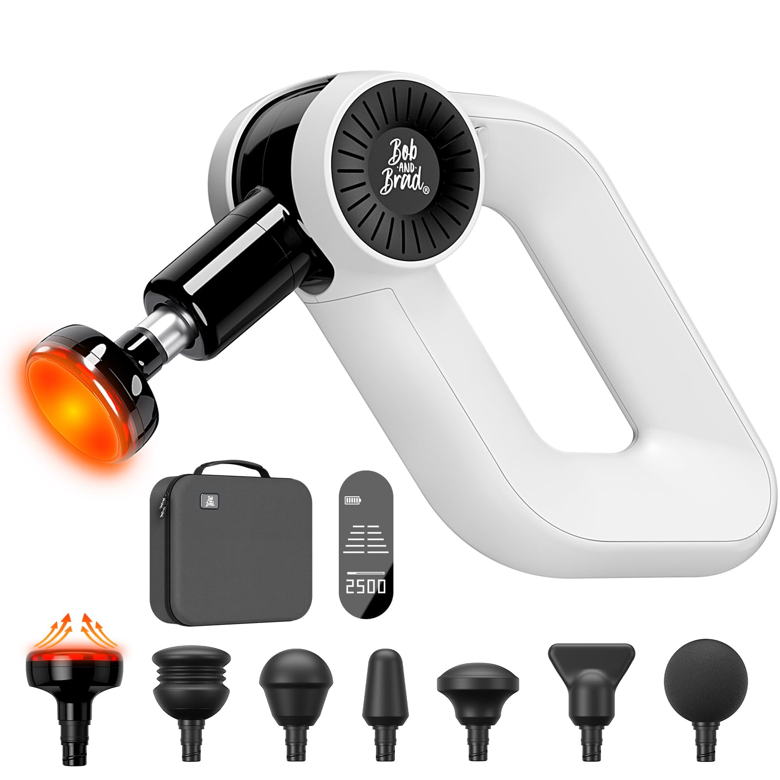 BOB AND BRAD D6 Pro Plus Massage Gun with Heat, Deep Tissue Percussion with 16mm Amplitude, Professional Muscle Massager Gun for Athletes, Quiet Electric Handheld Massager, FSA and HSA Eligible