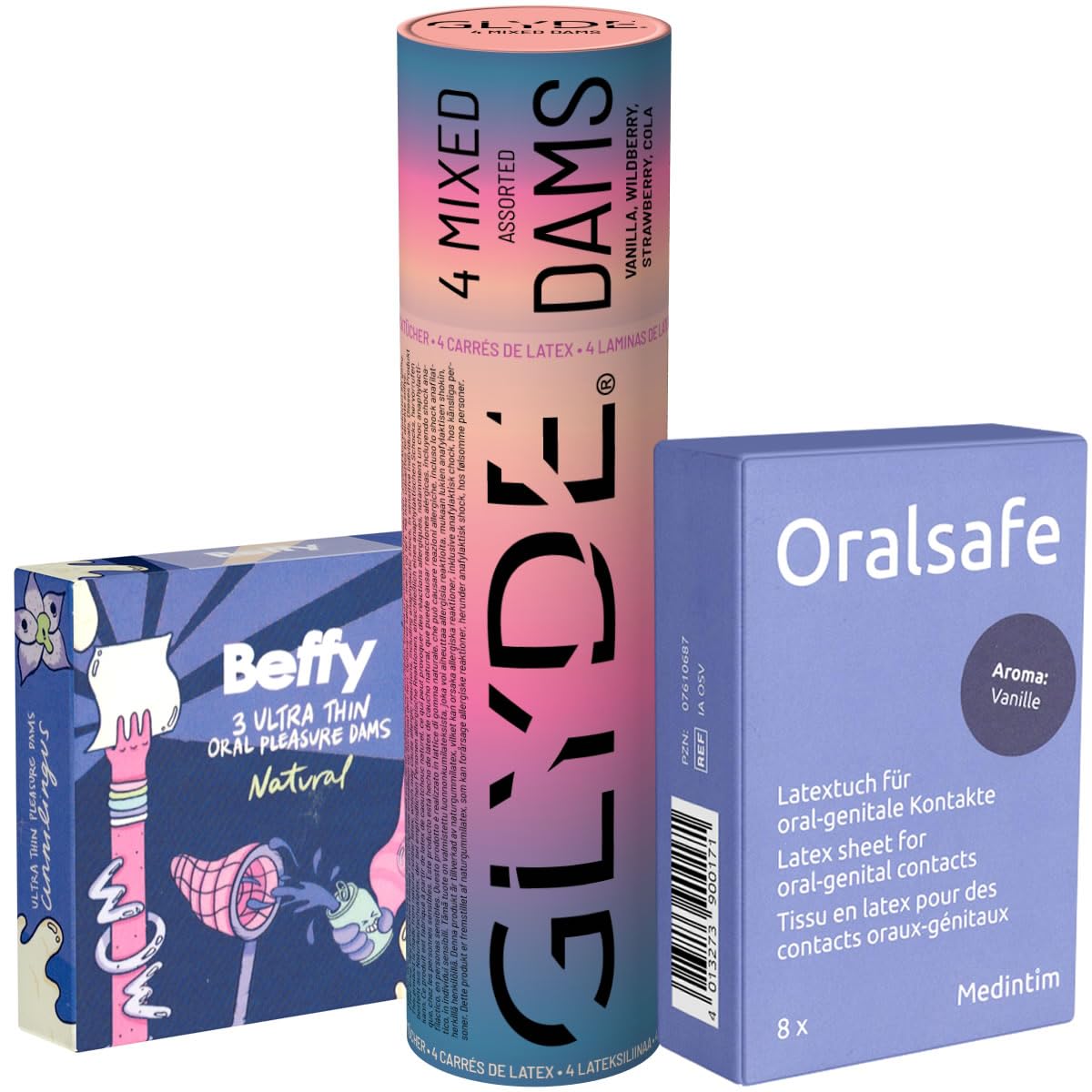 Kondomotheke® Oral Dams Starterpack | 15 aromatisierte Lecktücher im Probier-Set