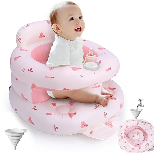 Asiento inflable para bebés de 3 meses en adelante, asiento inflable de apoyo para bebé para sentarse, silla de piso para bebé con bomba de aire