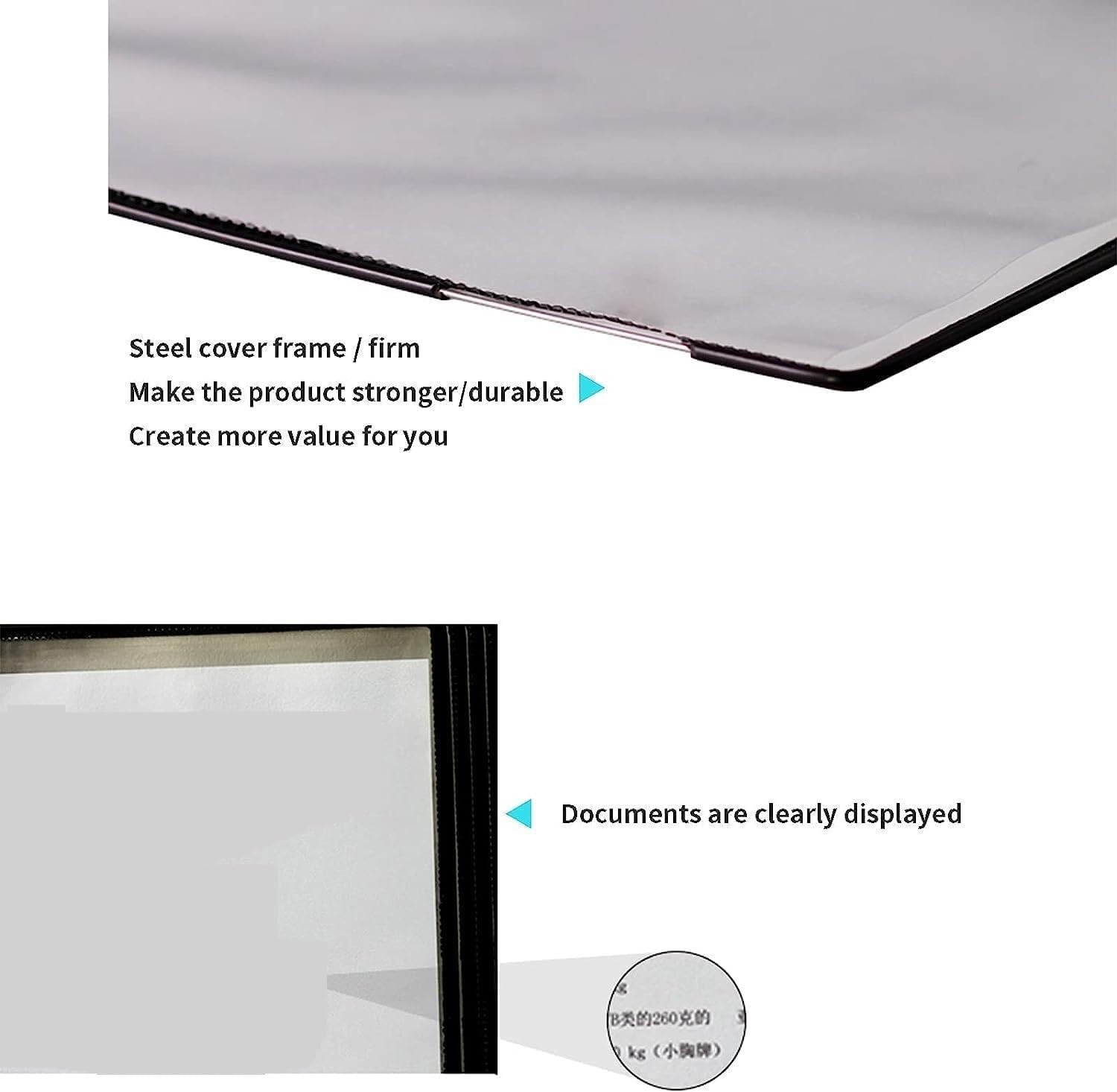 Organizador de pared, Sistema de visualización de panel de doble cara de 10, carpeta montada en la pared, archivador de paso de página, tamaño A4/carta, utilizado for mostrar menús/catálogos/informes,