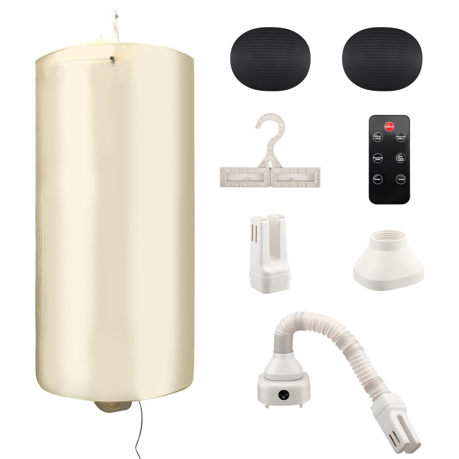 Tragbarer Wäschetrockner, 3 IN 1 Tragbarer Mini Wärmepumpentrockner mit Timer, Elektrischer Wäschetrockner mit Trocknertasche and Fernbedienung für Apartment Zuhause Reisen