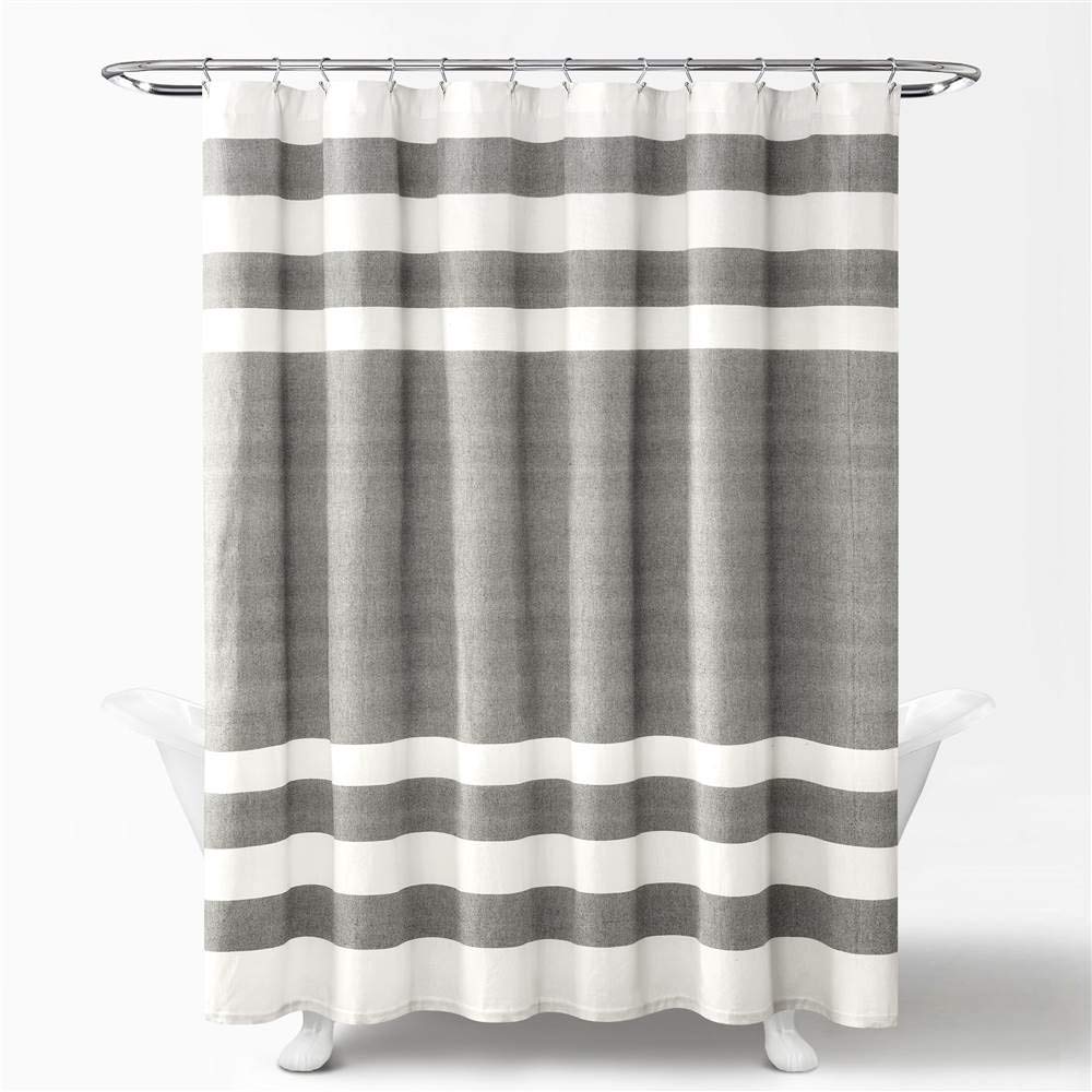 Lush Decor Navy and Gray Cape Cod Cotton Shower Curtain (72" x 72")