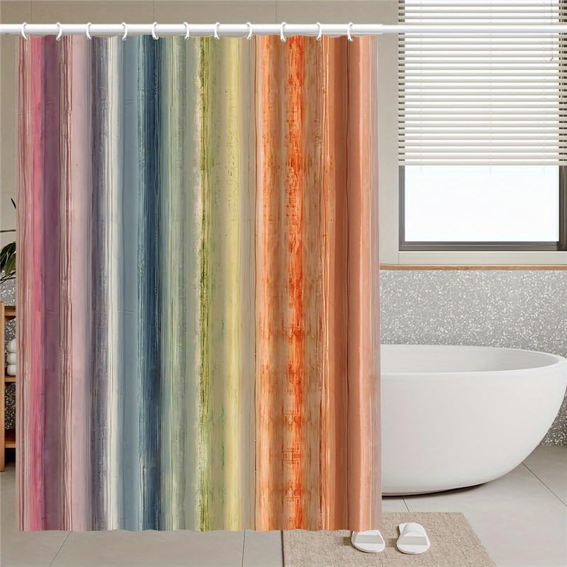 Rideau de douche anti-éclaboussures en polyester à motif moderne