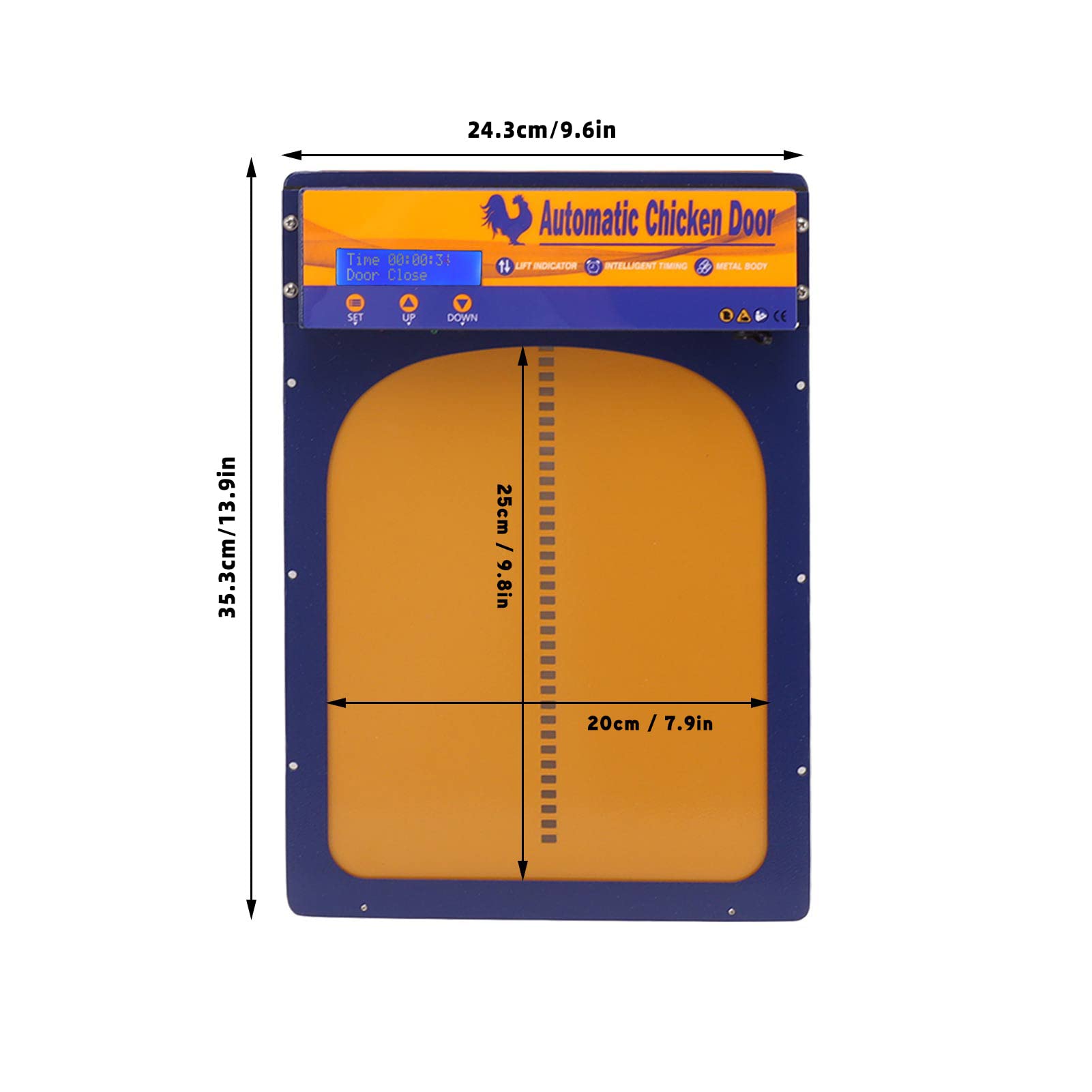 Porta Automatica per pollaio, apriporta per pollaio con Timer, Porta per polli autobloccante Impermeabile in Lega di Alluminio con Display a LED(Giallo)