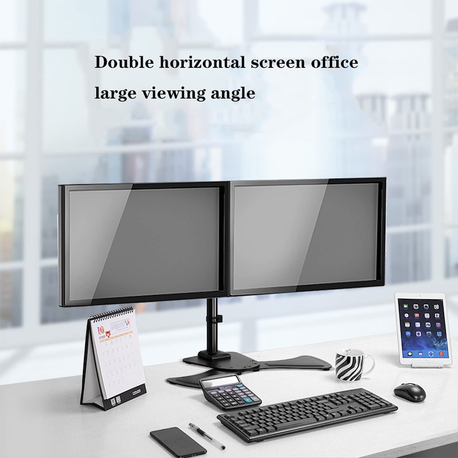 Supporto per doppio monitor – Supporto da scrivania regolabile in altezza per monitor da 17"-27", supporta fino a 8 kg, supporto base per stabilità
