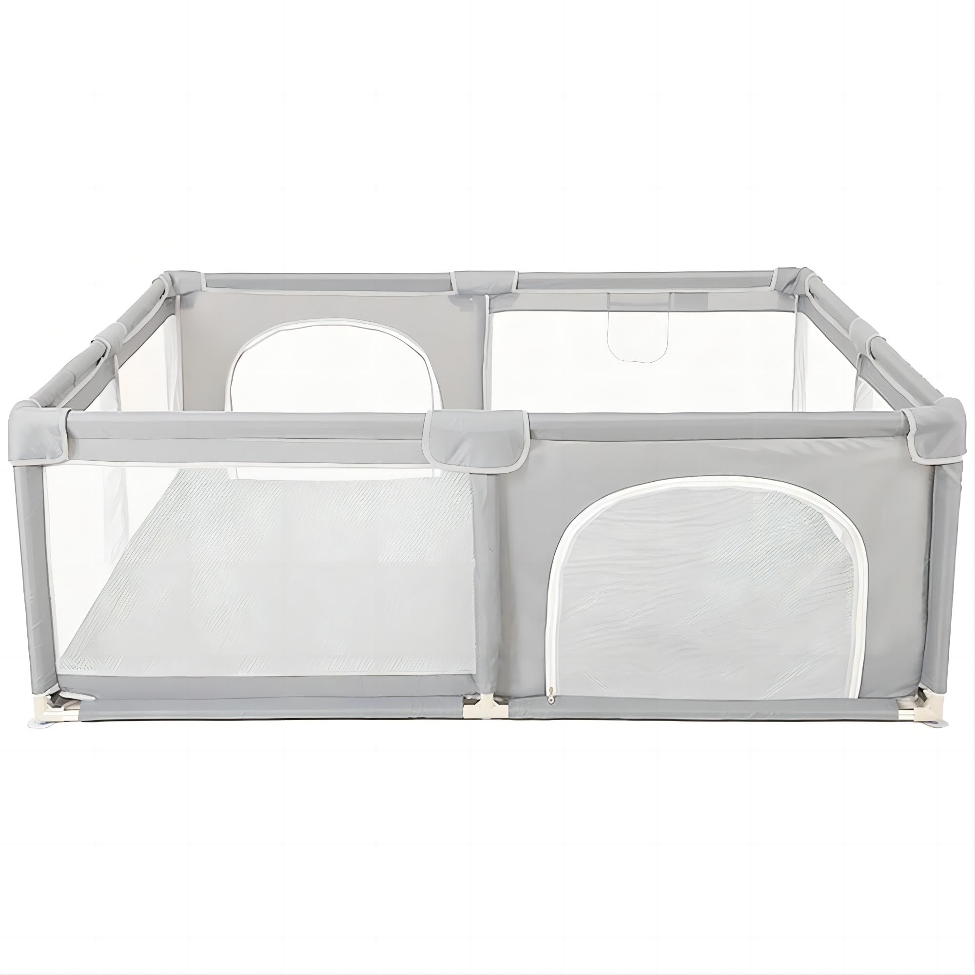 Parc Bébé en Tissu Oxford, Parc de Jeux avec Barrières, Sac de Transport, 2 Anneaux de Préhension, 8 Ventouses, Centre d'activités Bébé, pour Intérieur/Extérieur (Gris clair 200 x 150 x 66 cm)