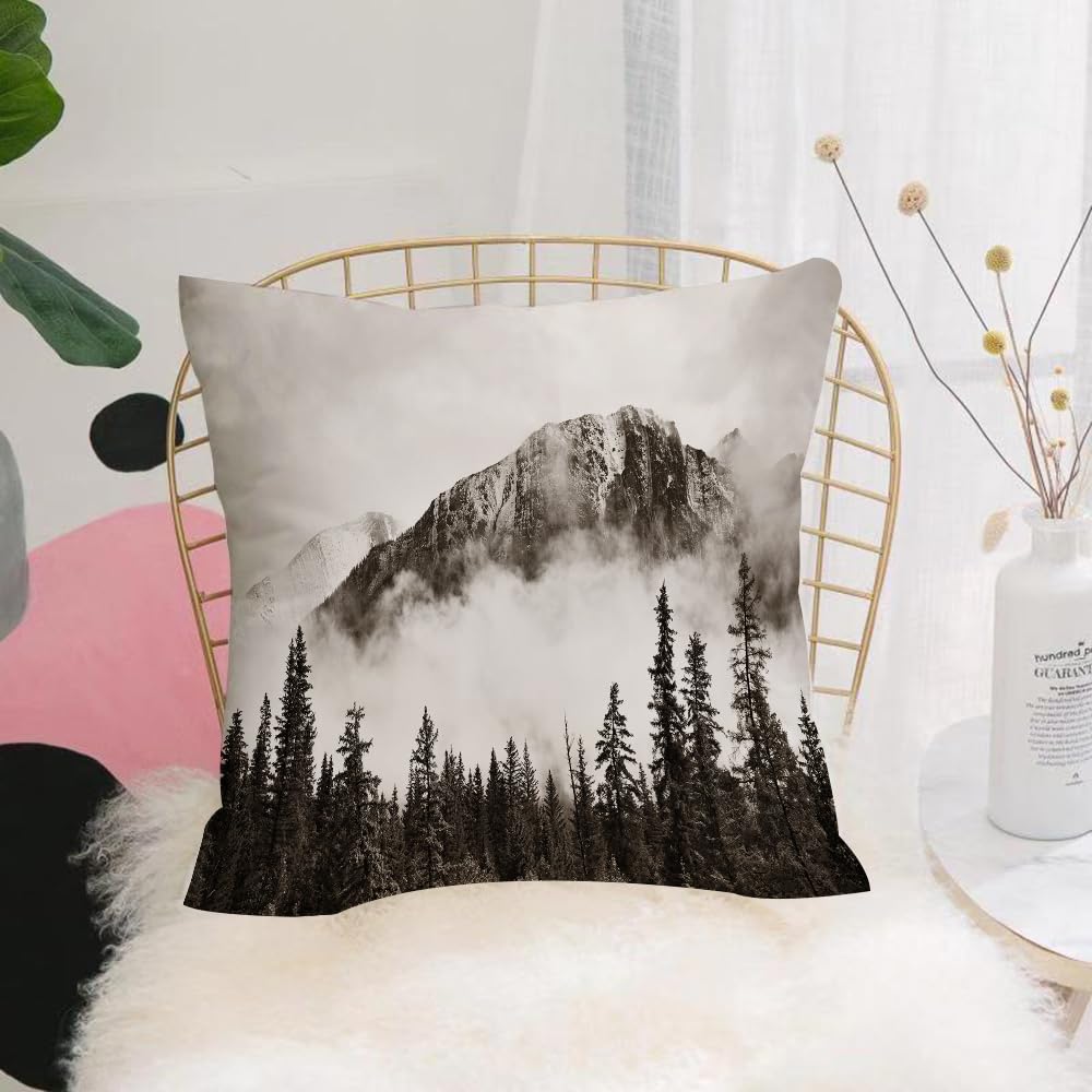 HYOSXW Cushion Cover,Throw Pillow Case Home Decorative for Living Room Bedroom Sofa Chair 16X16 Inch,Banff national park foggy mountains and forest in Canada.,Pillowcase 40X40cm