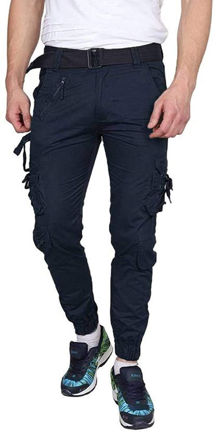 Mens Blue Dori Style Relaxed Fit Cotton Cargo Jogger Jeans Pants (Size_28)