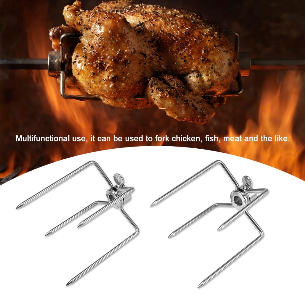 Hztyyier 2 Pièces Multifonctionnel Gril Fourchette en Acier Inoxydable Rôti Broche Rôtissoire Fourchettes Barbecue Outil pour Barbecue en Plein Air Fête Barbecue Fork Barbecue Sticks