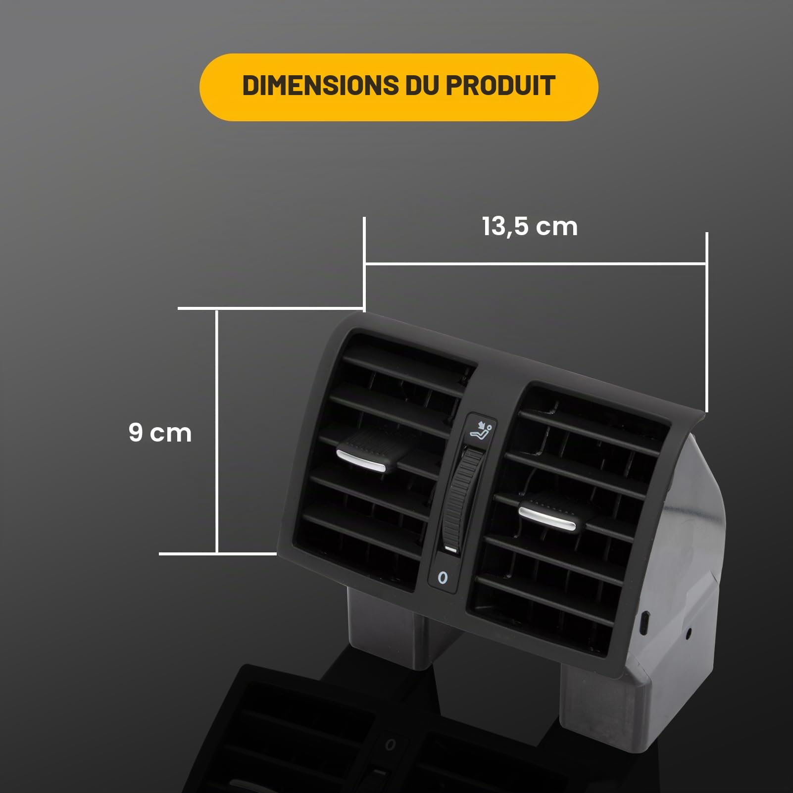 Grille d'aération pour VW Touran 2003-2015 Caddy 2004-2015 Grille Ventilation Centrale Arrière 1TD819203A Grille d'aération pour Console Centrale