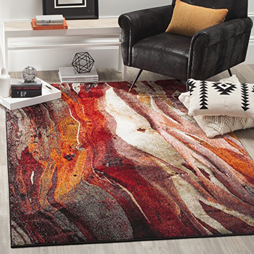 Safavieh Glacier Collection GLA126A Modern Abstract Non-Shedding Living Room Bedroom Dining Home Office Area Rug, 5 3 x 7 6 , Red Multi