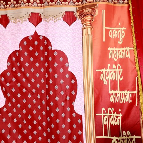 Image of Ganpati Decoration Digital Background Ideas at Home, Festival, Wedding, Diwali, Ganesh Chaturthi, Laxmi Pooja Decoration Background (Size, Width 7 Feet and Hight 7 Feet, Vakratunda)