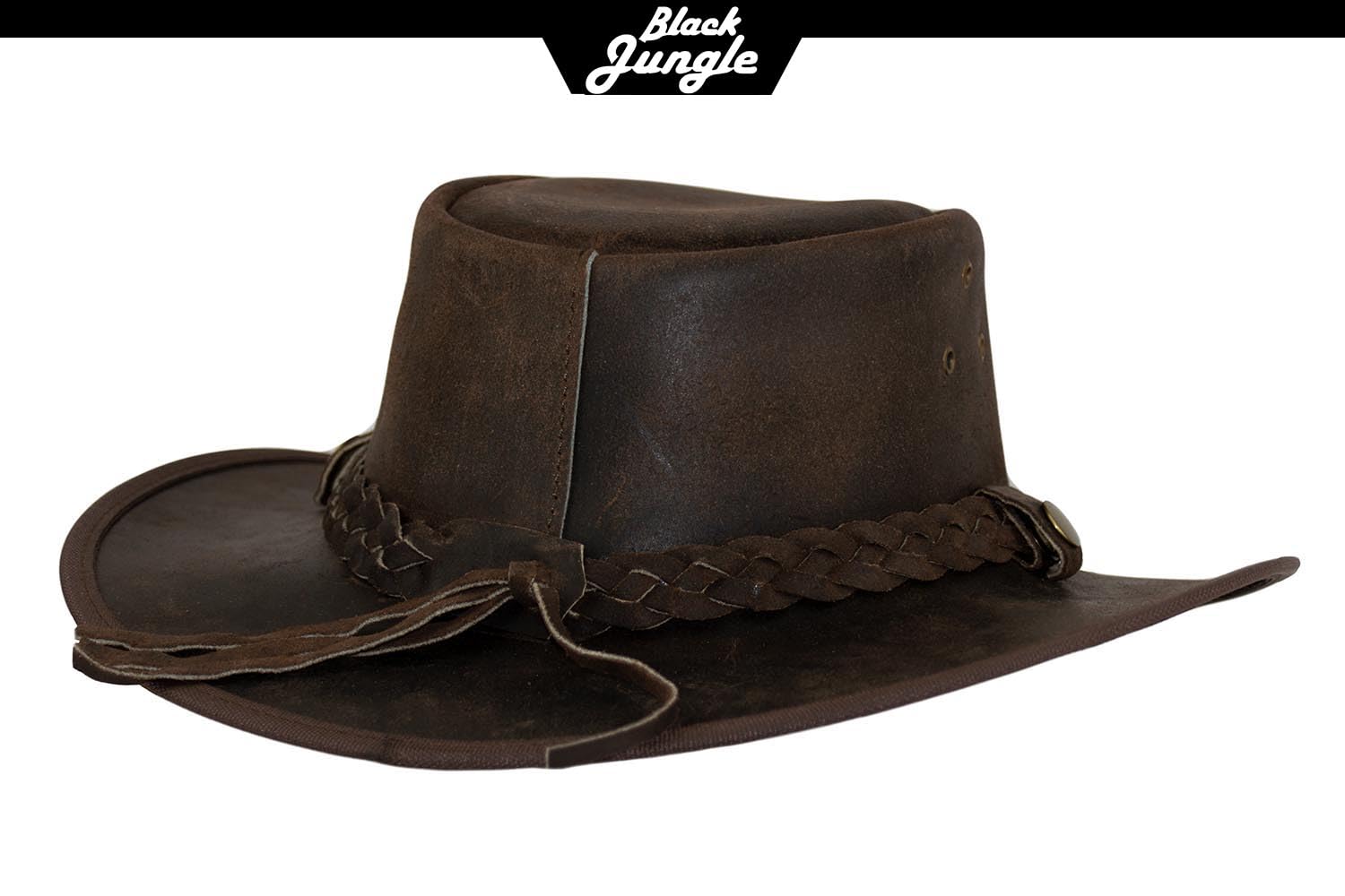 Black Jungle - Bulat Chapeau en Cuir Western Chapeau de Cow-Boy Australien