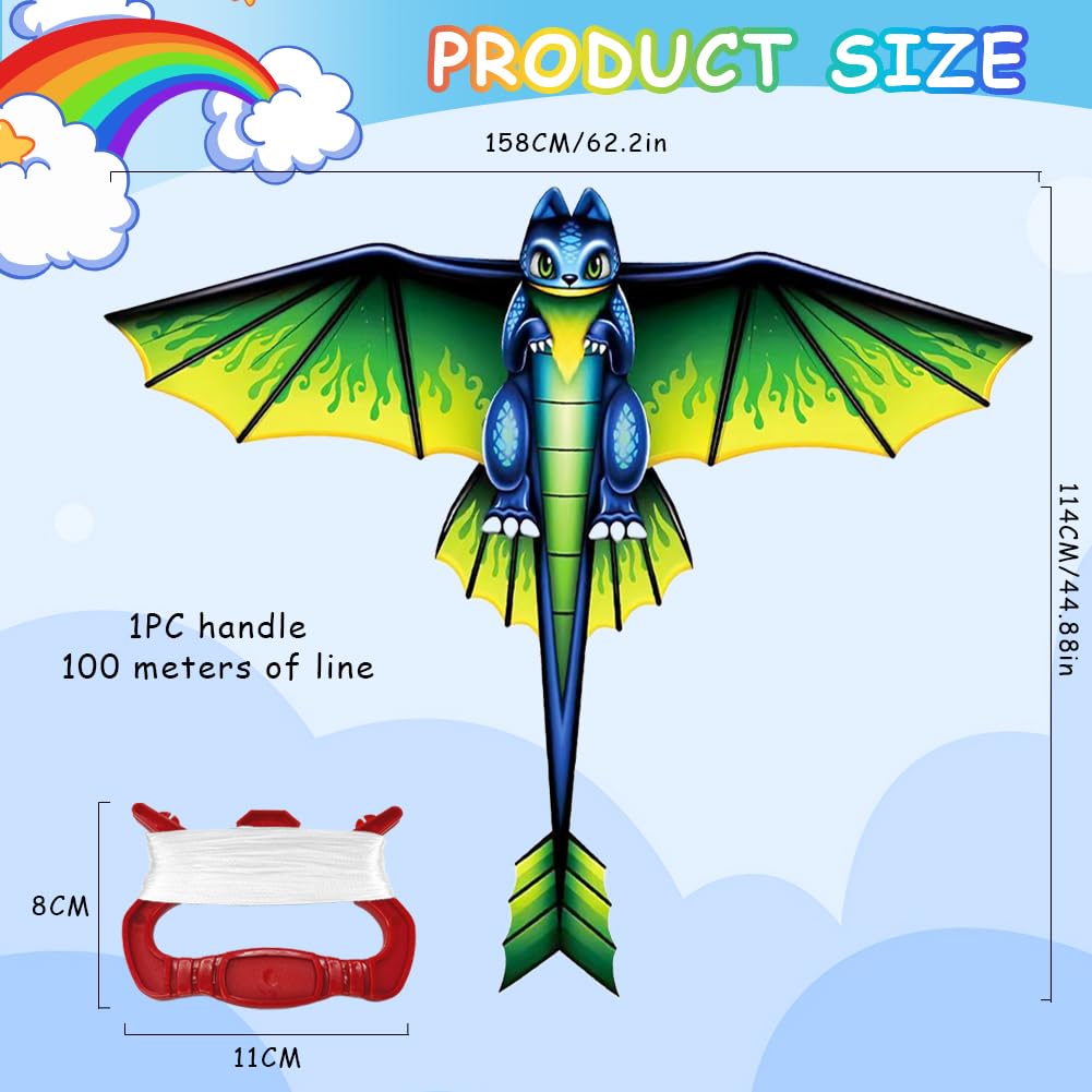 Flintronic Cometas para Niños, Dinosaurio Grande con 100m Hilo, Fácil Volar y Montar, para Playa, Campamento, Viaje, Juegos al Aire Libre — view 2