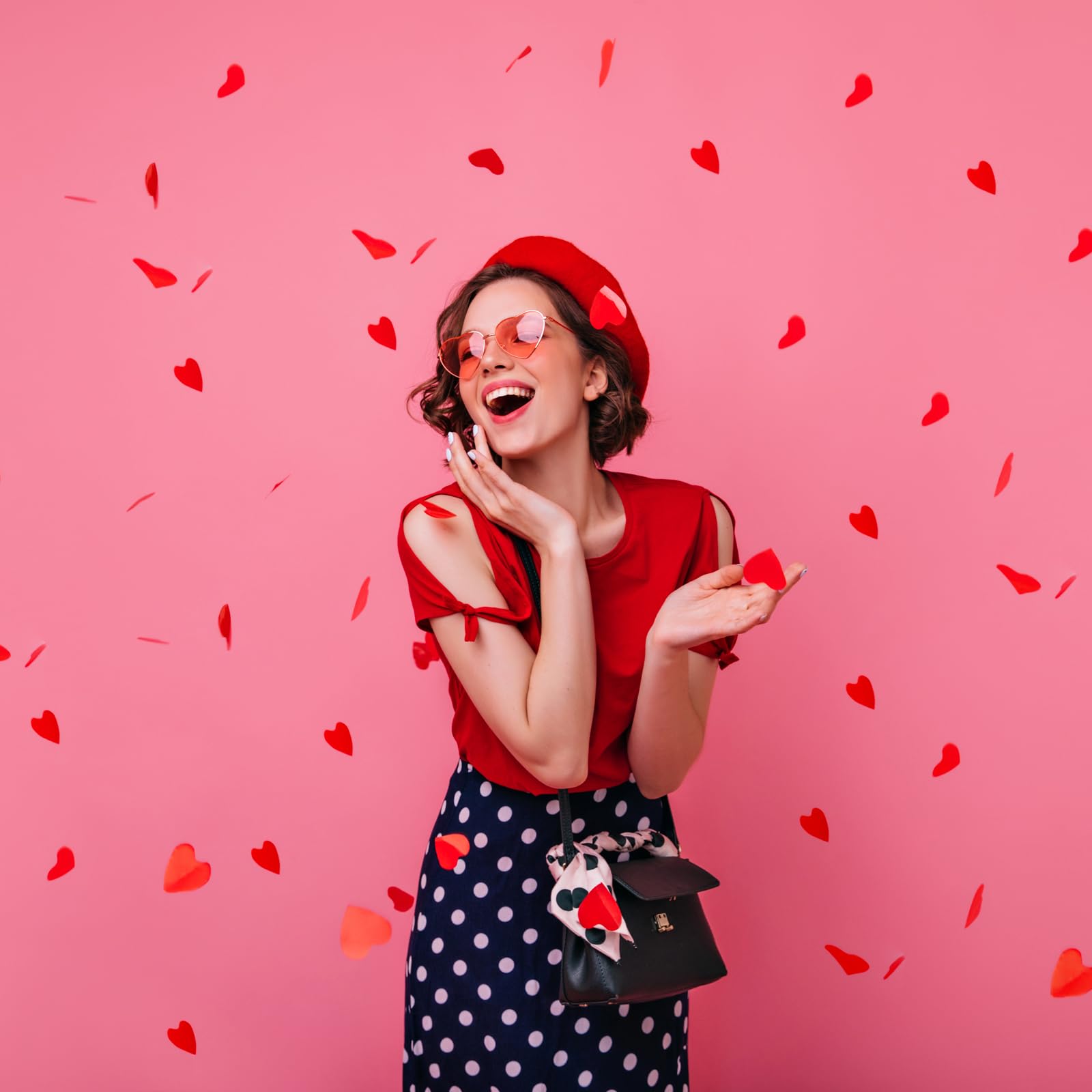 OH YEAH - 12 Stück - Konfettikanone mit Herzen und roten Blütenblättern - 40 cm - Partys und Feiern - Ideal für Hochzeiten, Geburtstage, Events und Abende - Hohe Reichweite - Einfach zu bedienen
