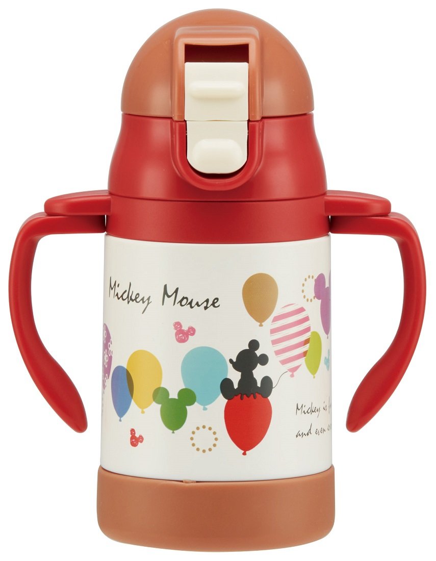 Mickey Mouse Balloon Both Hands Straw Stainless Mug Bottle Water Bottle Stainless Steel Bottle 240ml Mickey Disney STWM3