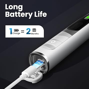 Oclean X10, Smart Sonic Electric Toothbrush, 5 Brushing Modes, 3h-Quick Charge for 60 Days, 2 Min Timer & Pressure Sensor, IPX7 – Grey
