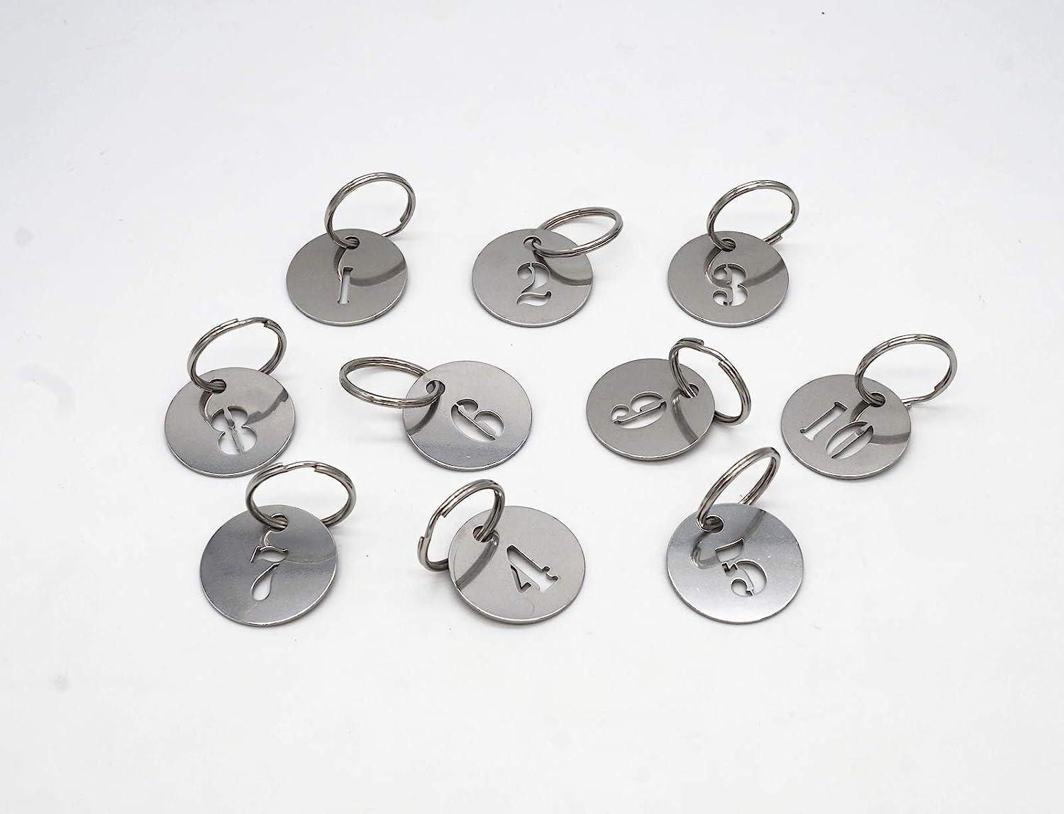 Étiquettes Numérotées En Acier Inoxydable 304 De 1 à 20 - 23 Mm Avec Anneau - Pour Porte-clés Vestiaire