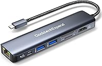 Vista 12 de Concentrador USB C Adaptador Multipuerto, DockteckExpand Dongle USB C 7 en 1 con Puerto HDMI 4K 60Hz, Ethernet de 1Gbps, 100W PD, 2 Puertos USB 3.0