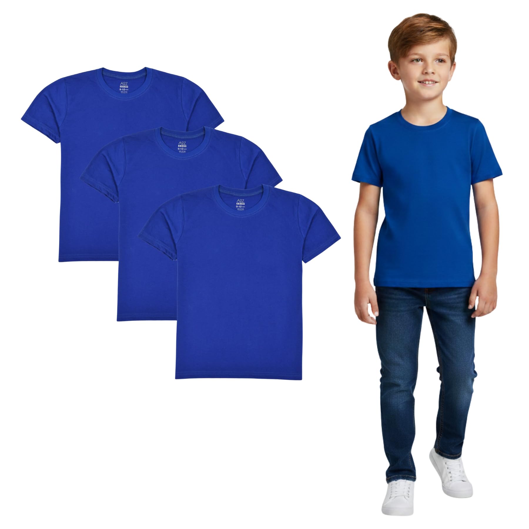 A2Z 4 Kids Pack of 3 Plain - T Shirt PL Royal 3 Pack 7-8