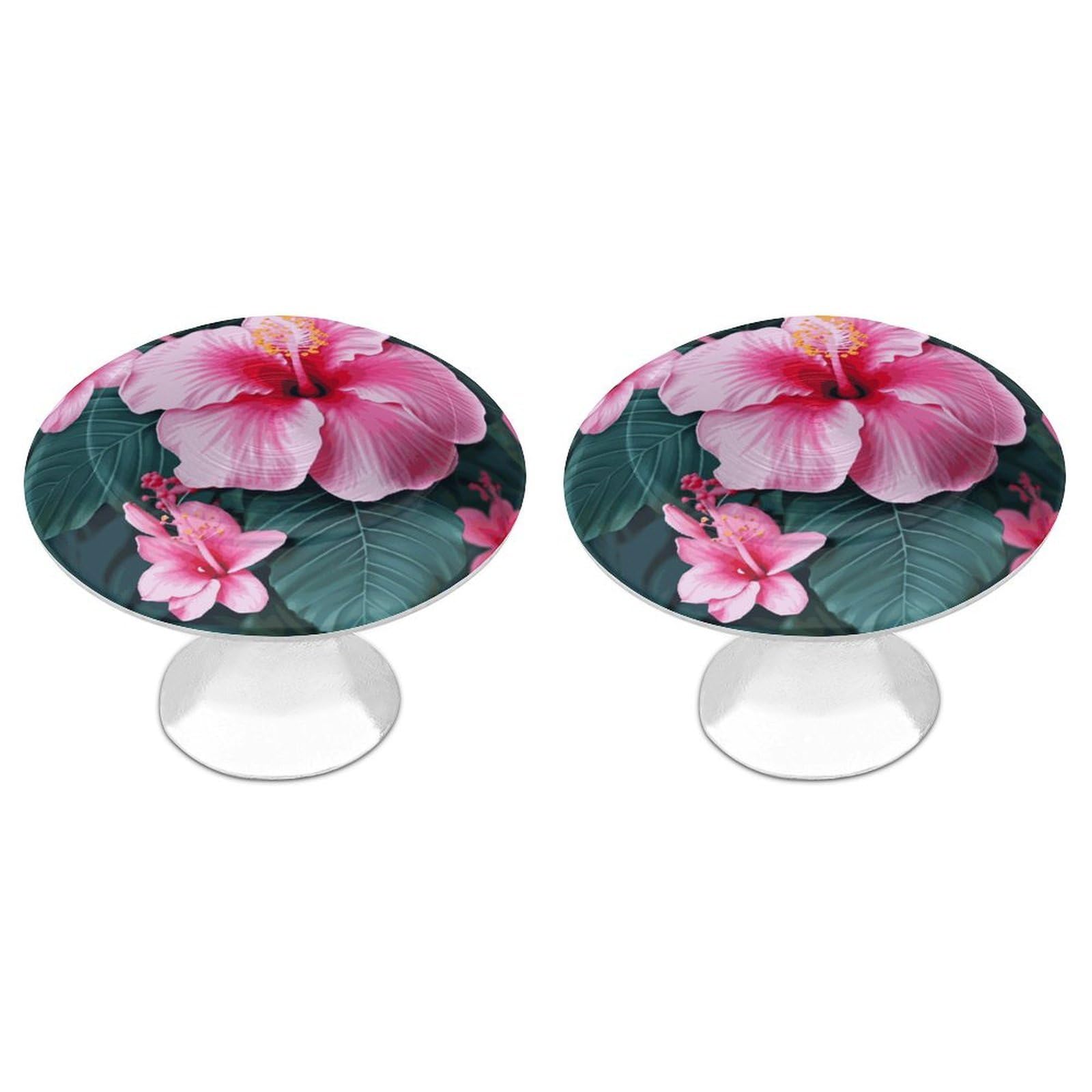 Btcowzrv Style Hawaii Pink Flower 2 Pack Cabinet Knobs Drawer Pulls