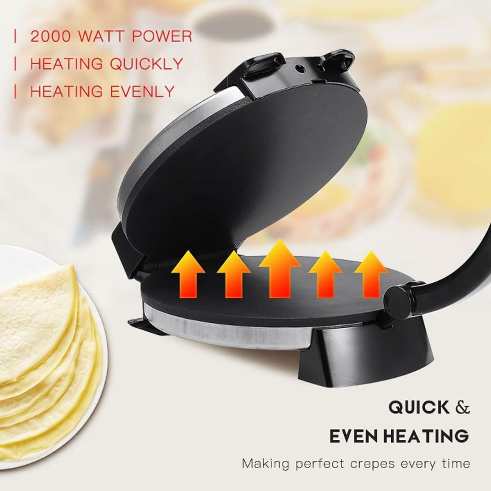 Macchina Per Roti Antiaderente Da 10 Pollici, Macchina Elettrica Per Roti Con Temperatura Regolabile E Doppio Lato, Per La Facile Preparazione Di Chapati E Tortilla