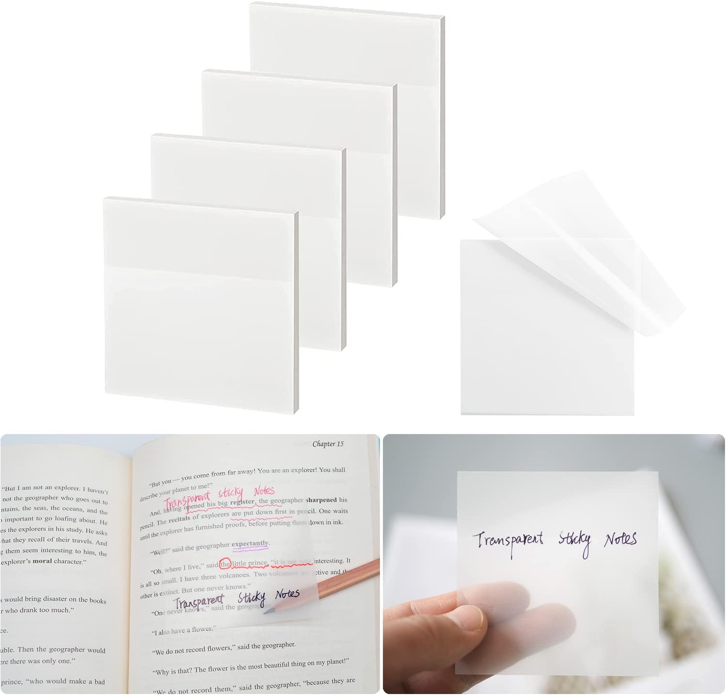 Transparent Sticky Notes 3x3 inch Clear Sticky Notes
