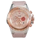 MULCO Watches for Women-Blue Marine, Silver Stainless Steel Case with Silicone Wrist Band, Quartz Multifunction Movement,Large Analog Display, Crystal Stones & Rose Gold Accents, 100m Waterproof