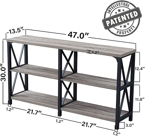 Miniatura 55 de LVB Mesa de sofá rústica, mesa consola de granja para sala de estar, mesa de entrada de pasillo con almacenamiento, mesa de entrada para vestíbulo,