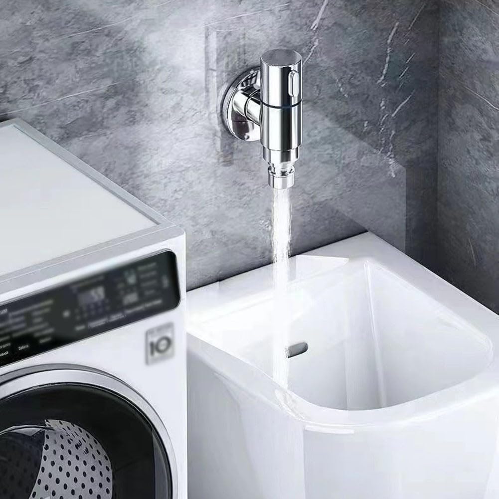 Válvula angular de acero inoxidable para lavadora, grifo de parada de agua de 1,27 cm, conector de pared de apertura rápida, color negro y gris, grifo de agua duradero para uso doméstico