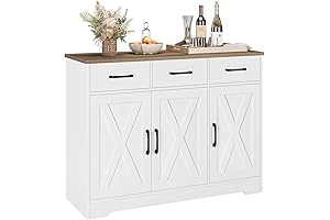 Modern White Kitchen Bar Cabinet with Ample Storage