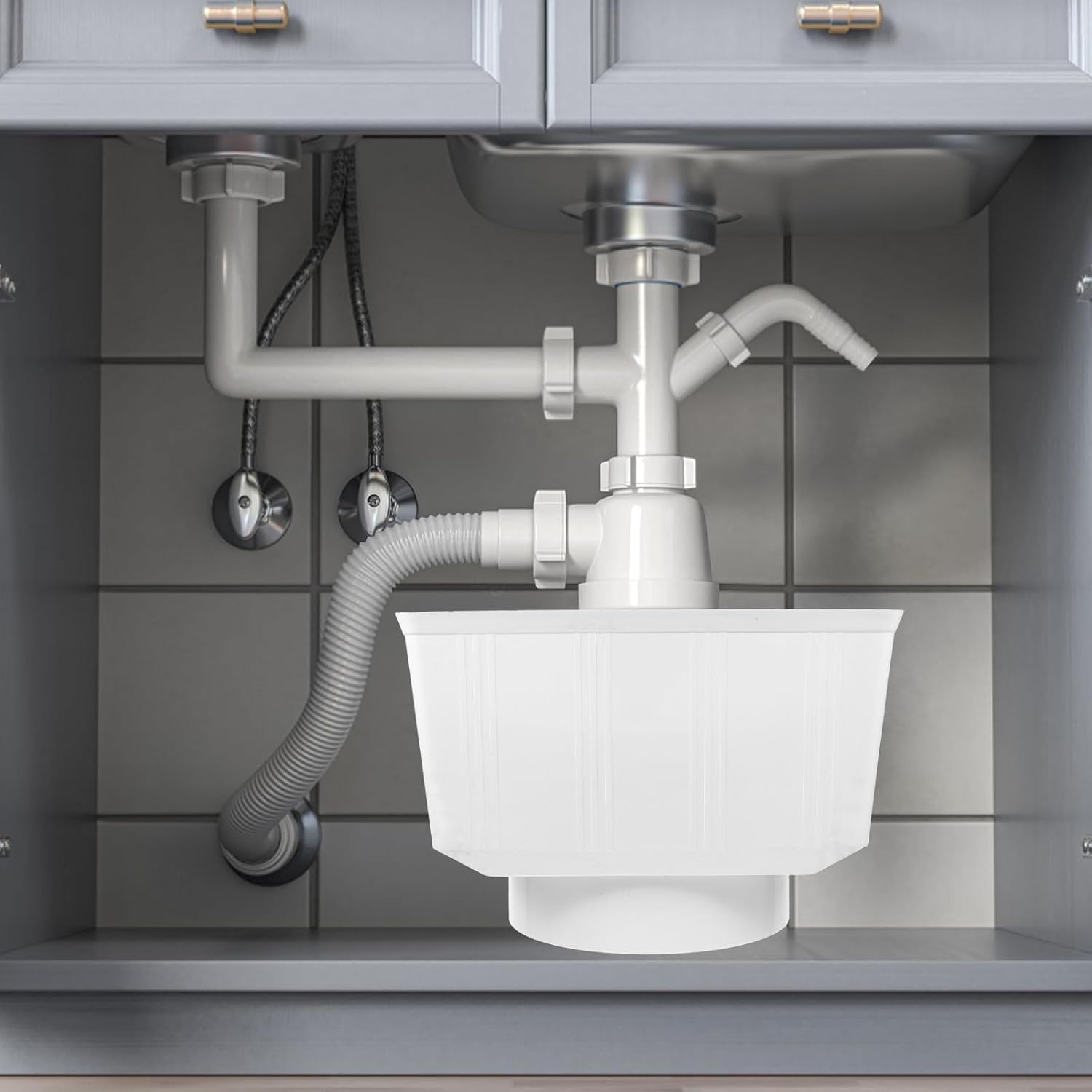 PVC Rain Gutter Downspout Adapter 200mm Rainwater Drainage Connector Universal Gutter Fitting for Outdoor Rain Collection System