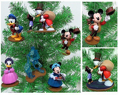 MICKEY'S CHRISTMAS CAROL 6 Piece Christmas Tree Ornament Set With Bob Cratchit, Emily Cratchit, Ebenezer Scrooge, Tiny Tim, Jacob Marley's Ghost, Fred and Isabelle