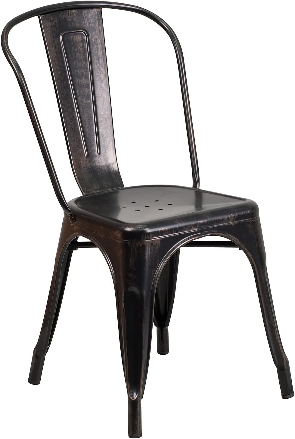 Flash Furniture Commercial Grade 23.75" Square Black-Antique Gold Metal Indoor-Outdoor Table Set with 2 Stack Chairs