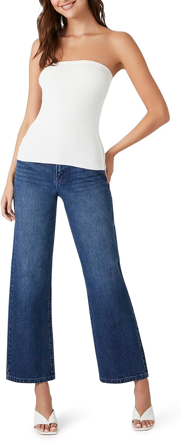 Forever 21 Women's Sweater-Knit Zip-up Tube Top