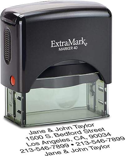 ExtraMark Sello de dirección de devolución - Sello de goma autoentintado personalizado - Sello personalizado - Texto personalizable con 15 gráficos ExtraMark Sello de dirección de devolución - Sello de goma autoentintado personalizado - Sello personalizado - Texto personalizable con 15 gráficos