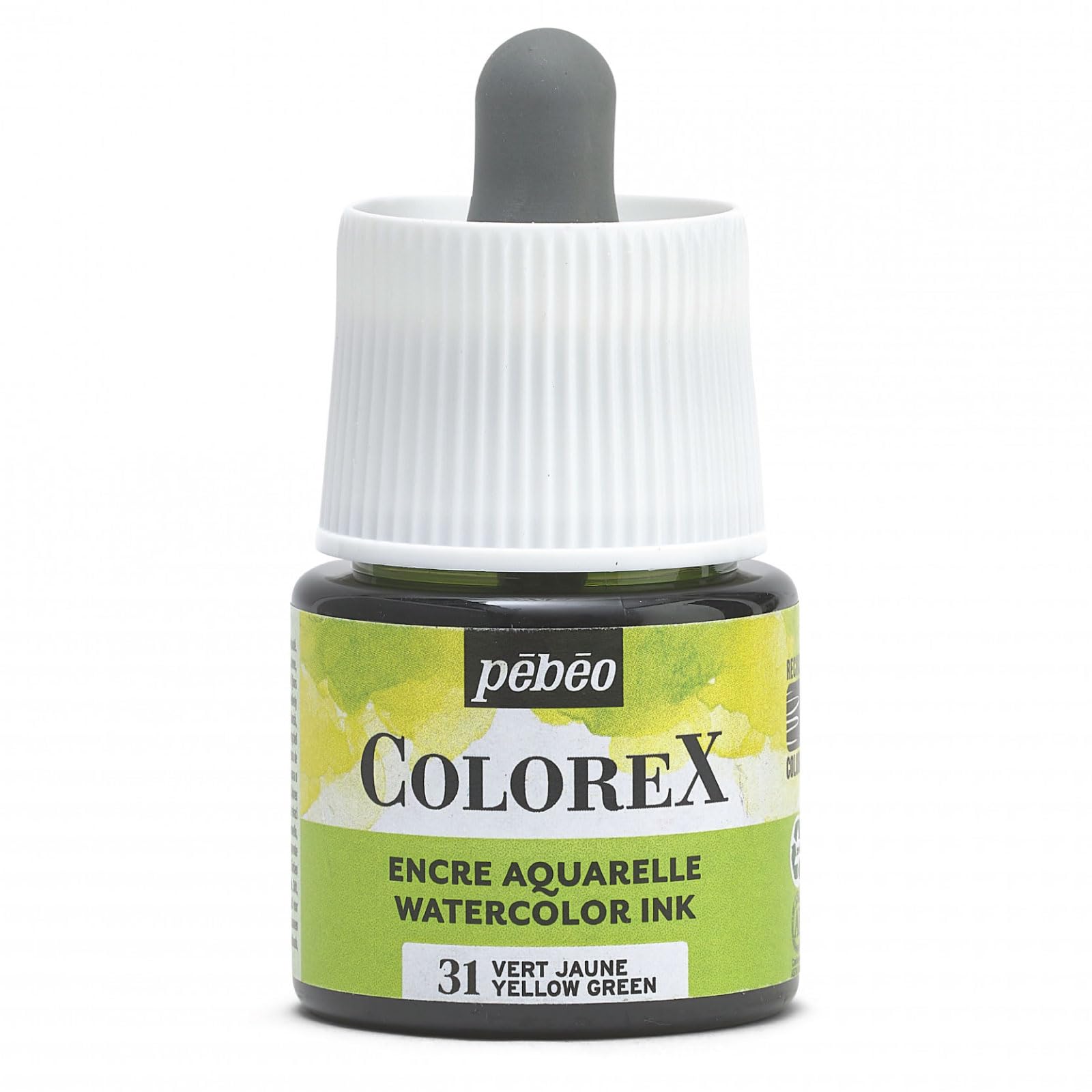 Pébéo - Colorex Ink 45 ml Yellow Green - Colorex Watercolour Ink Pebeo - Green Ink Velvety Rendering - Multi-Tool Drawing Ink for All Media - 45 ml - Green Yellow — image 1
