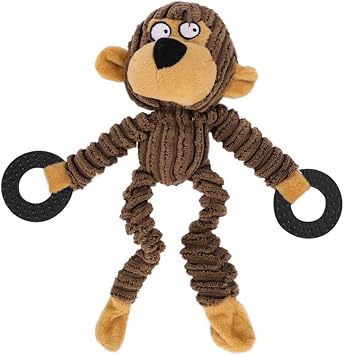 Dog Squeaky Plush Toy Durable Monkey Squeak Plush Animal Dog Toy for Teeth Cleaning Tool for Small Medium Large Pet