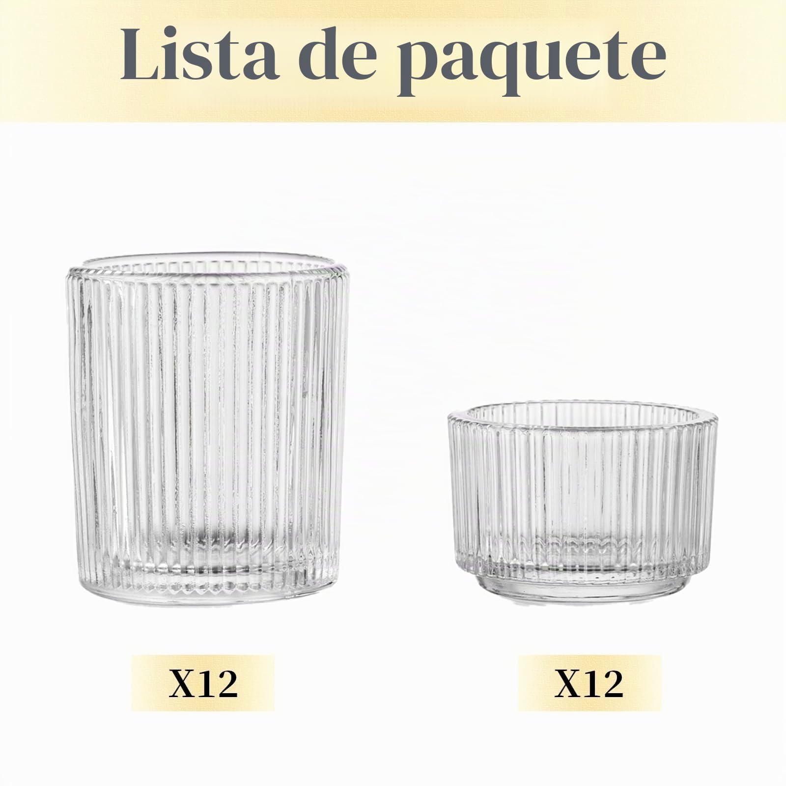 Hewory Portavelas de Cristal: 24 Transparentes para Té, Centro de Mesa, Soporte para Boda, Fiesta, Sala de Estar, Decoración del Hogar