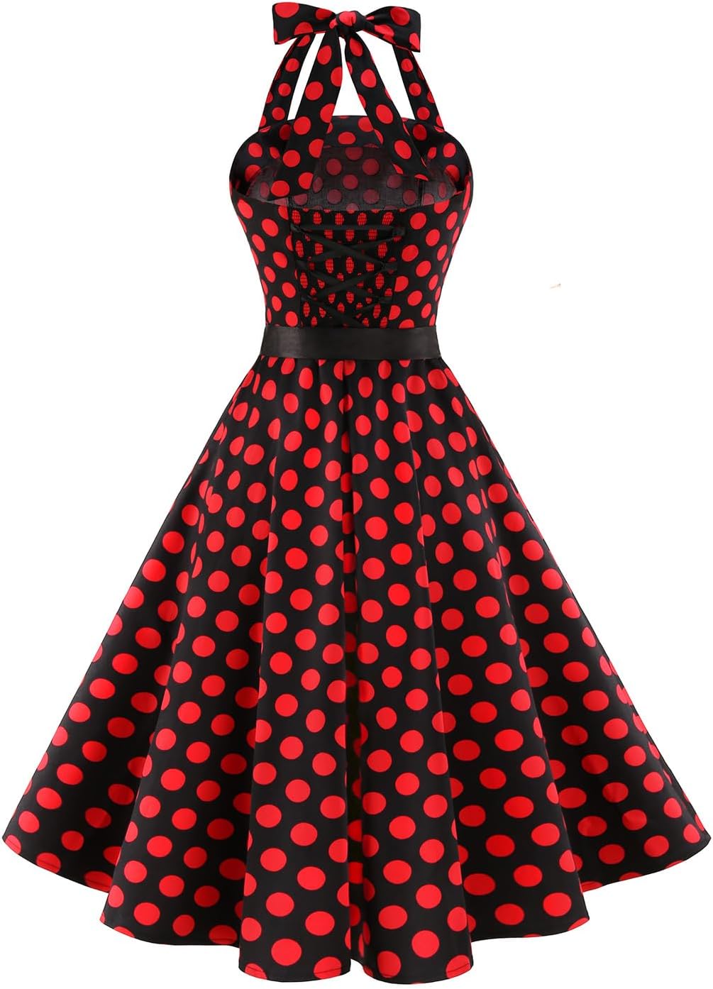 Vintage Dress for Women 1950s Halter Retro Cocktail Dresses Audrey Hepburn Style Rockabilly Swing Dress - Image 5