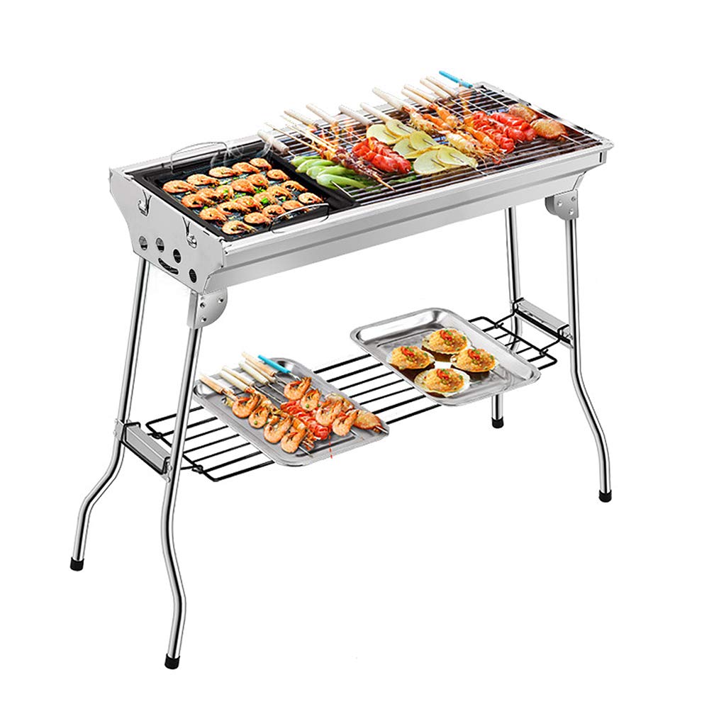 Barbecue Pliable Portable Barbecue en Acier Inoxydable pour Barbecue de Jardin Extérieur