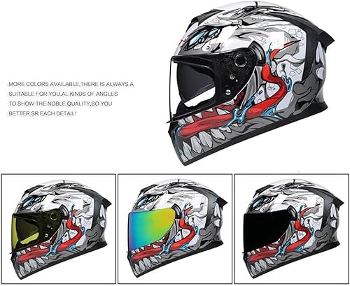 Miniatura 7 de Casco de motocicleta de cara completa unisex para adultos, aprobado por DOT, para motocicleta, ciclomotor, bicicleta de calle, carreras, casco con