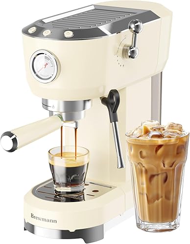 Máquina de Espresso de 20 Bar, Máquina de Latte y Cappuccino con Espumador de Leche al Vapor, Calentamiento Rápido, Cafetera de Espresso Profesional