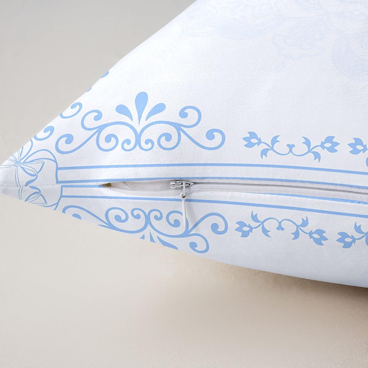 Manfei Blue Letter S Throw Pillow Cover Cute Princess Bowkont Double Sides Pillow Case for Kids Boys Girls,Watercolor Floral Bow Cushion Cover for Bed Couch Sofa,1 Pack 16"x16" image 5
