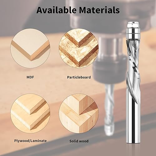 Miniatura 4 de Broca de compresión en espiral para enrutador de 12 pulgada, longitud de corte de 1-12 pulgadas, extra larga de 4 pulgadas, brocas de enrutador en