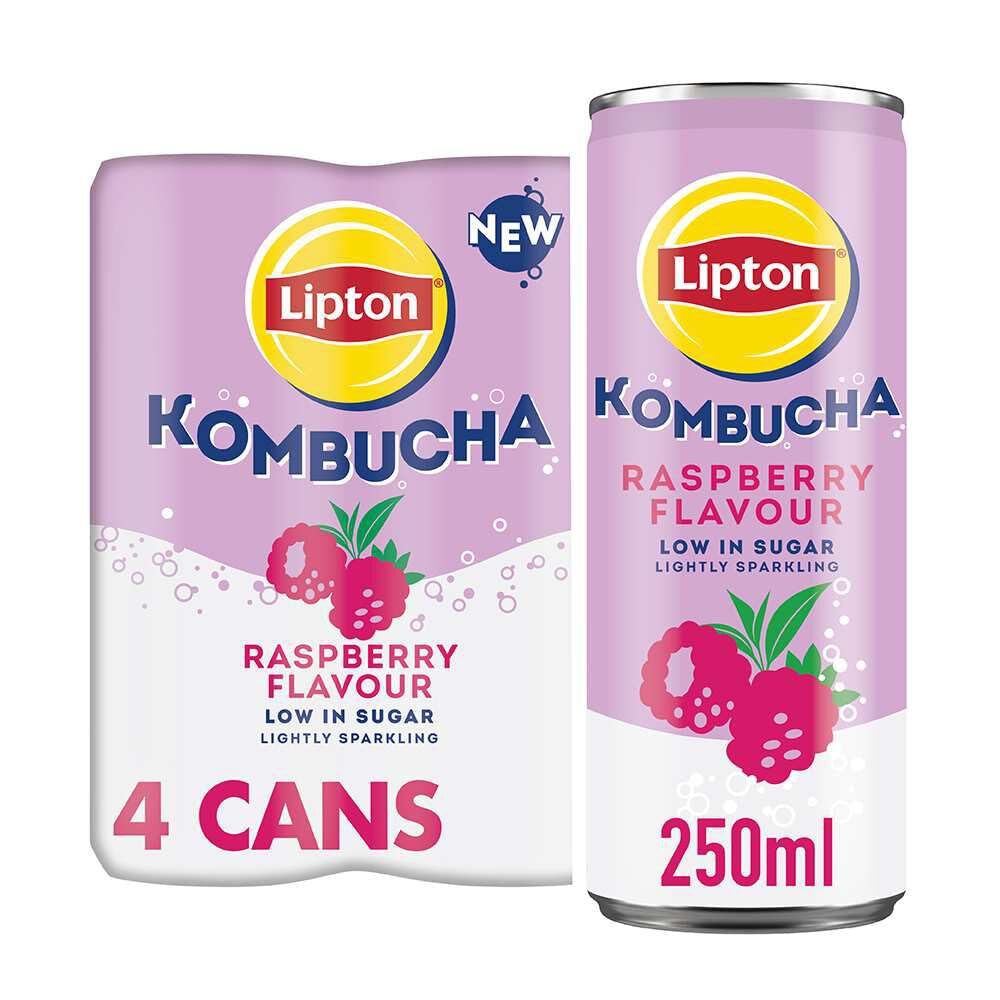 Lipton Kombucha Raspberry, 250ml, (Pack of 4)