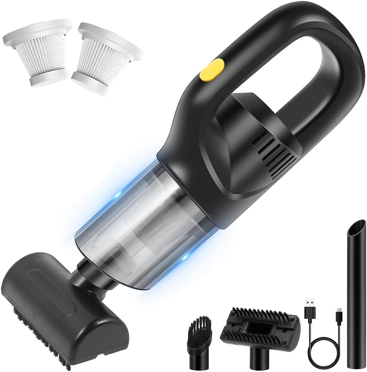 Car Vacuum Handheld Vacuum Cordless Hand Held Vacuum Cleaner Mini Portable Rechargeable Vacuum for Home, Office, Pet