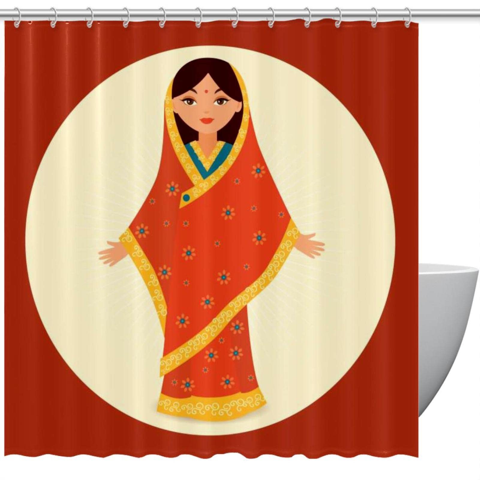 Rideau de douche sans odeur Indian Girl - Finitions soignées pour baignoires