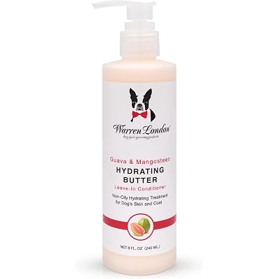 Warren London Hydrating Butter Leave in Pet Conditioner for Dogs | Lotion for Skin and Coat | Aloe Puppy & Dog Conditioner for Hair Detangler, Dry Skin, & Pet Fur Dandruff | Made in USA | Guava 8oz